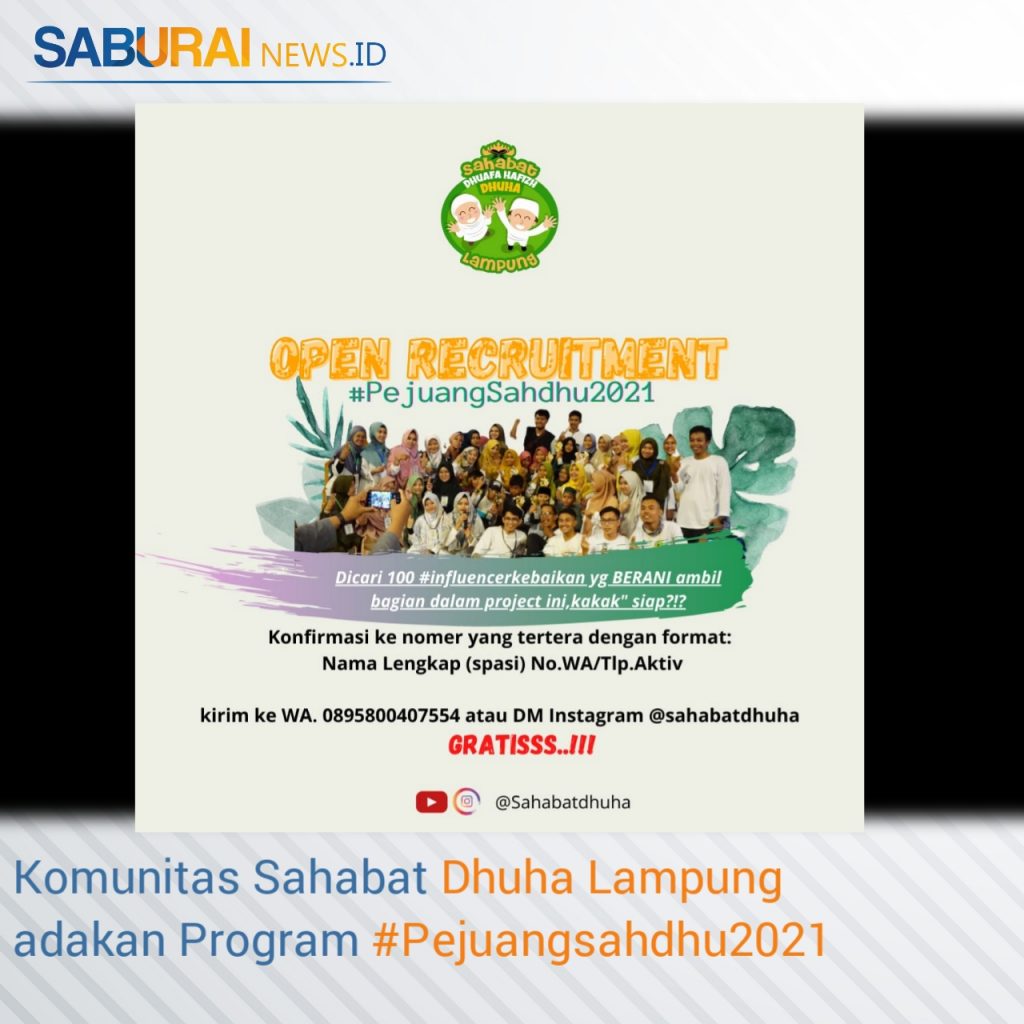 Komunitas Sahabat Dhuha Lampung adakan program #pejuangsahdhu2021