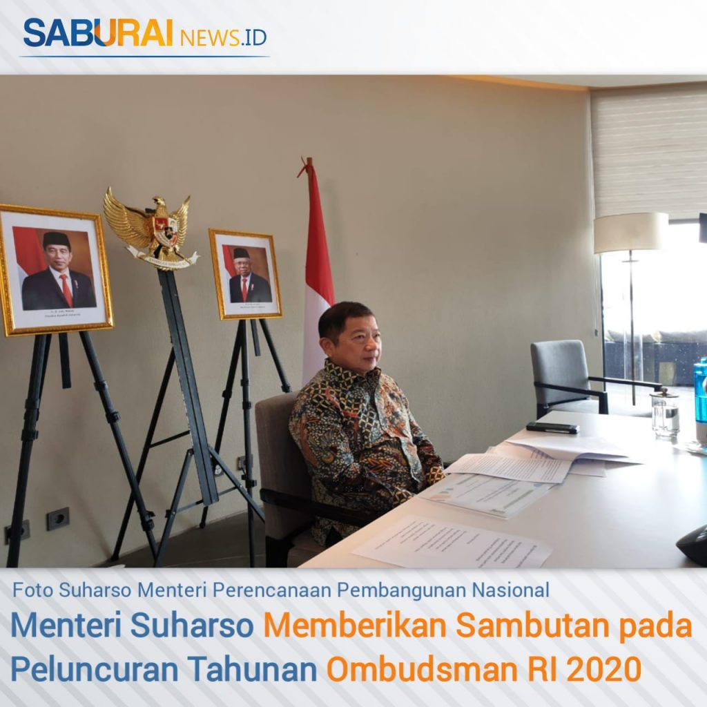 Menteri Suharso Memberikan Sambutan pada Peluncuran Laporan Tahunan Ombudsman RI 2020