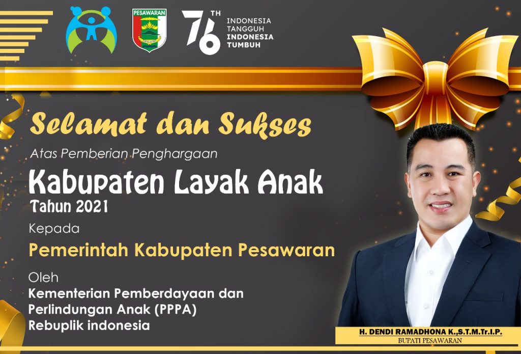 Pesawaran Raih Penghargaan Kabupaten Layak Anak (KLA) 2021