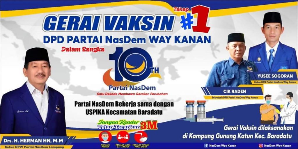 Wujudkan Herd Imunity , Partai NasDem Gelar Vaksinasi Massal