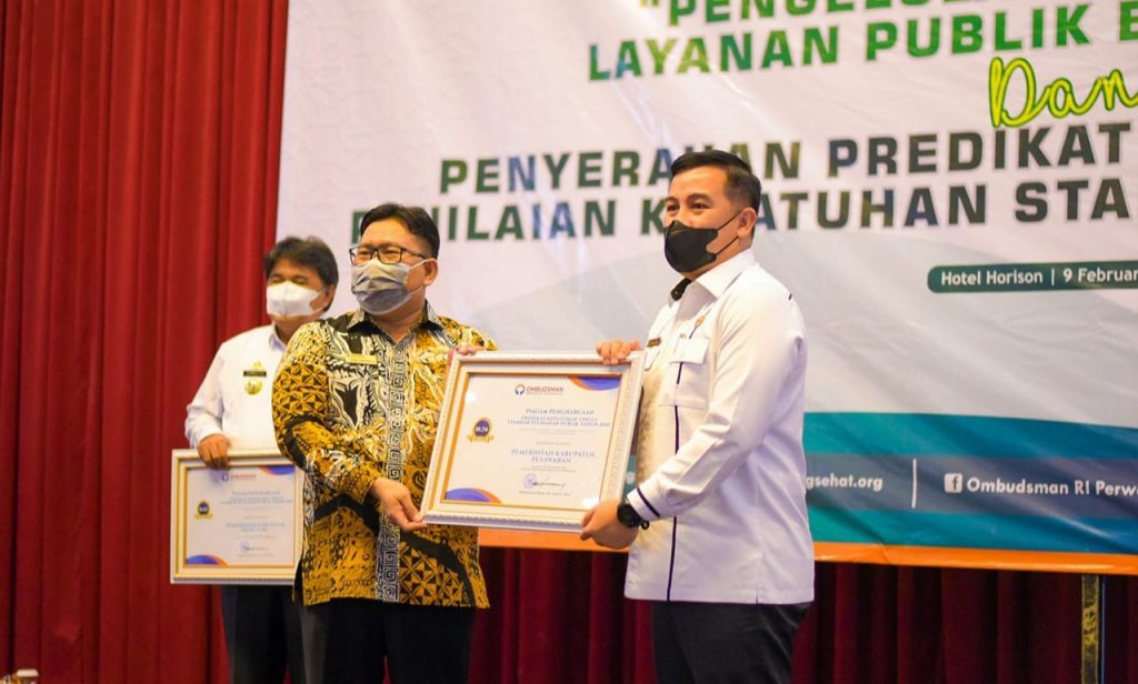 Pesawaran Raih Peringkat Dua Kepatuhan Pelayanan 2021 dari Ombudsman RI Lampung