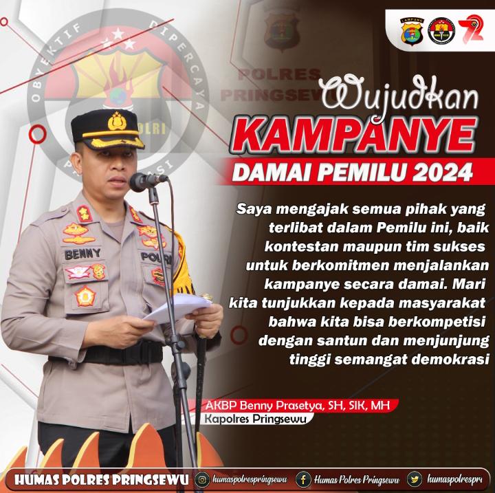 Polres Pringsewu Ajak Kontestan dan Tim Sukses Pemilu 2024 Untuk Melaksanakan Kampanye Damai