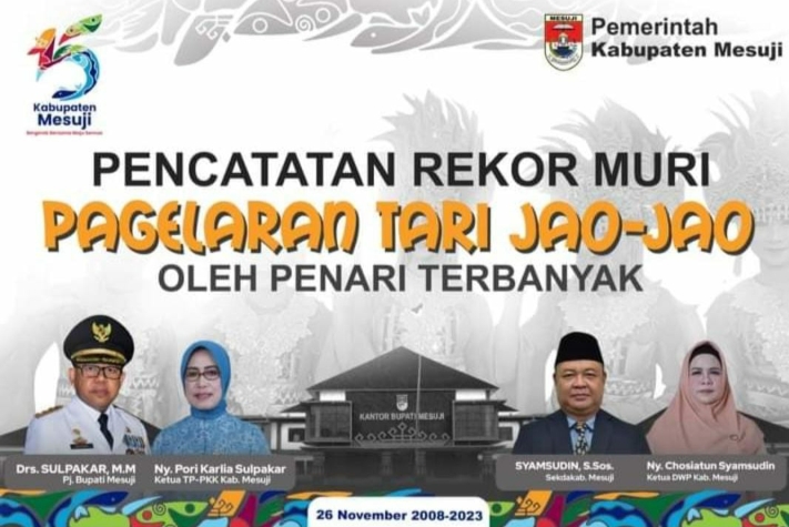 Hut Ke-15, Pemerintah Kabupaten Mesuji Persembahankan Penghargaan Pencatatan Rekor Muri Pergelaran Tari Jao-Jao