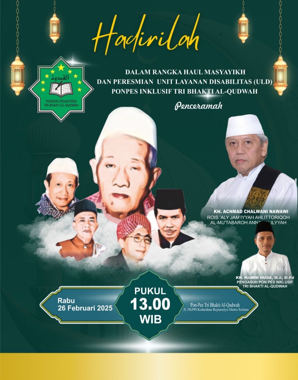 Hari ini, Pondok Pesantren Inklusif Tri Bhakti Al-Qudwah Kota Metro Akan Gelar Haul Masyayikh dan Launching Unit Layanan Disabilitas (ULD)