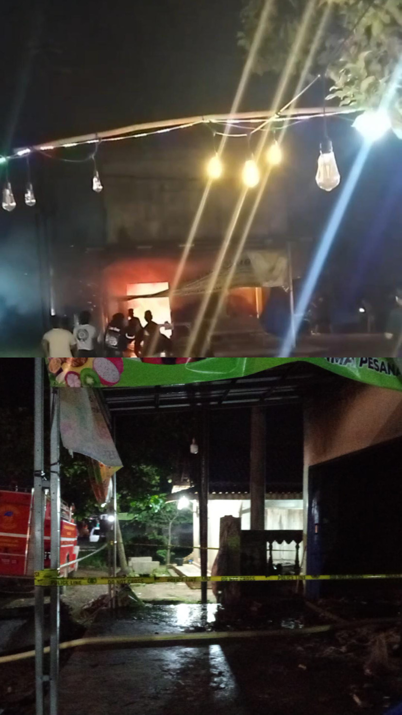 Peristiwa Kebakaran Menghanguskan Satu Unit Ruko di Pasar Trimulyo, Kecamatan Tegineneng, Kabupaten Pesawaran